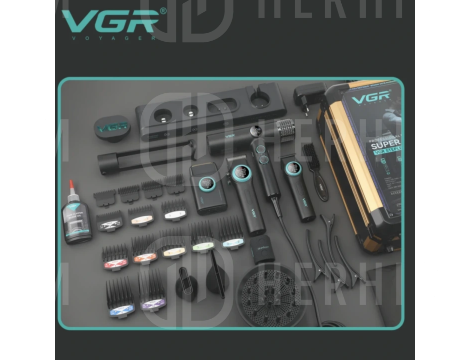 VGR PRO 4IN1 zestaw w walizce | maszynka + trymer + golarka + suszarka - 3
