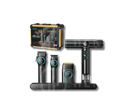 VGR PRO 4IN1 zestaw w walizce | maszynka + trymer + golarka + suszarka