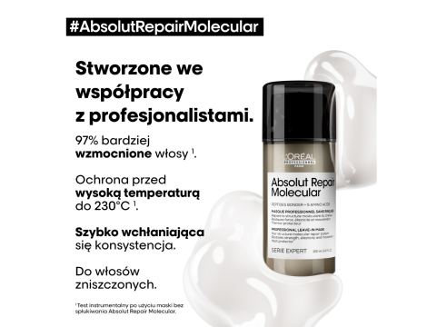 L'OREAL ABSOLUT REPAIR MOLECULAR maska wzmacniająca strukturę włosów 100 ml - 3