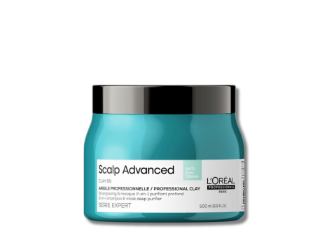 L'OREAL SCALP ADVANCED CLAY 6% maska oczyszczająca z glinką 2w1 500 ml