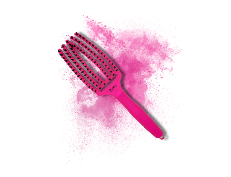 OLIVIA GARDEN FINGERBRUSH COMBO M szczotka z włosiem dzika | Neon Pink - 2