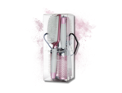 OLIVIA GARDEN NANO THERMIC zestaw szczotek płaska, 34, 44, 54 mm Róż 4 szt. - 2