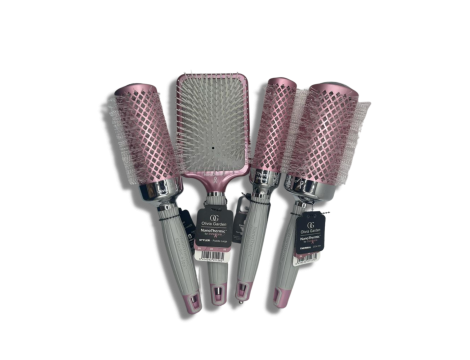 OLIVIA GARDEN NANO THERMIC zestaw szczotek płaska, 34, 44, 54 mm Róż 4 szt. - 3