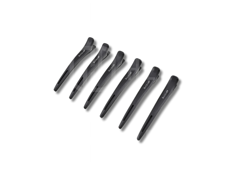 BLACKOMB karbonowe klipsy fryzjerskie standardowe 11,5 cm 6 szt. czarne