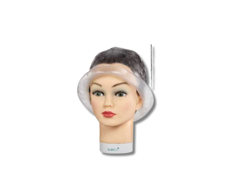 SIBEL LORY czepek silikonowy do pasemek z rantem przeciw kapaniu + szydełko